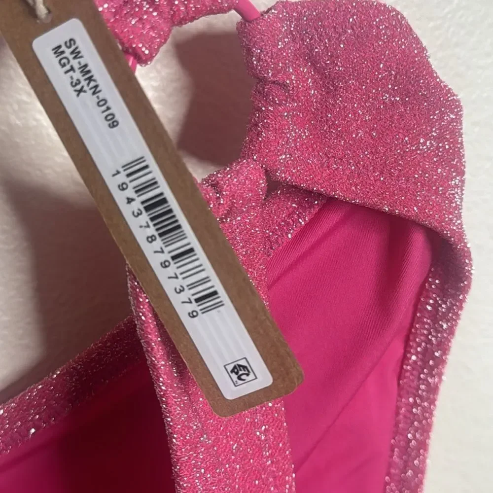 Skims pink‎ glitter sparkle sexy cutout monokini swimsuit one piece size 3X